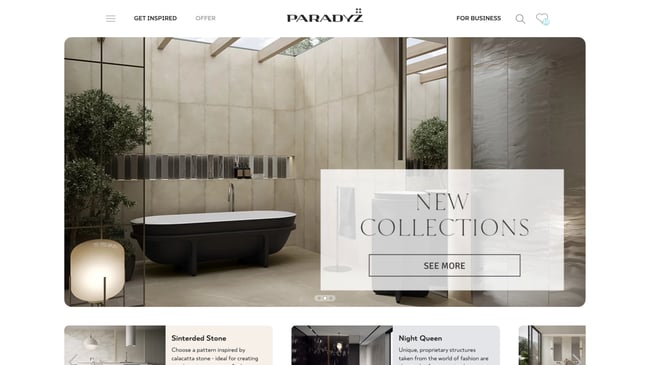 Central HUB for product showcase and online sales process for leading manufacturer of ceramic tiles